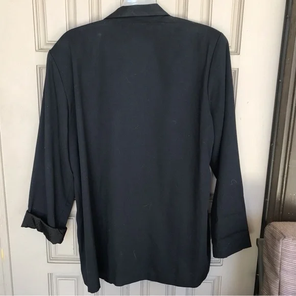 Plus Sz Vintage Boyfriend Le'ger Blazer Black Sz16 Single Button Closure Unlined